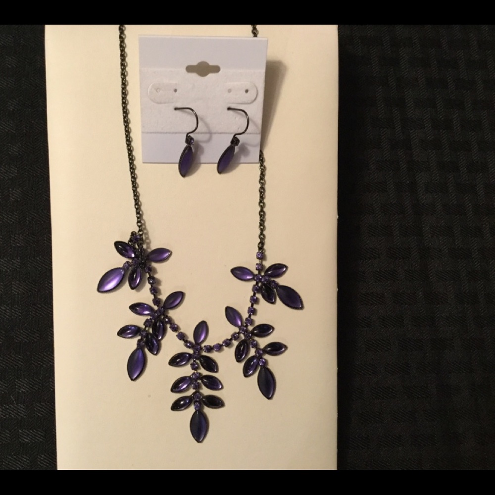 Purple  Necklace and earrings